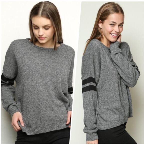 Brandy Melville | Women | Veena Wool Blend Marled Stripe Relaxed LS Sweater | OS - Picture 9 of 10